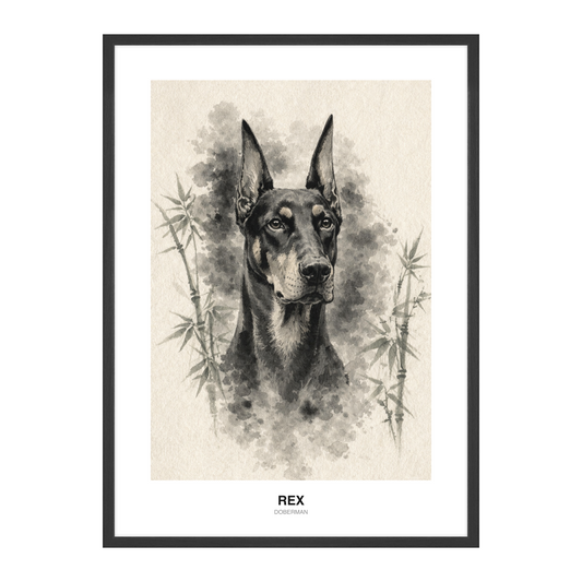 Bambus-Aksent Sumi-E Pet Portrait