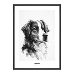 Black Ink Sumi-E Pet Portrait