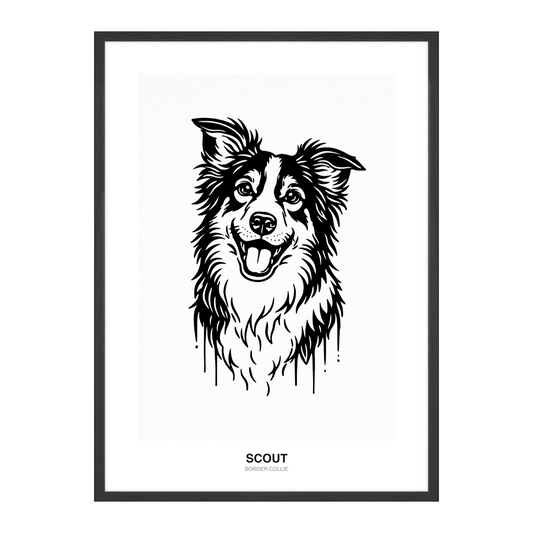 Kraftig Sort Fin Strek Pet Portrait