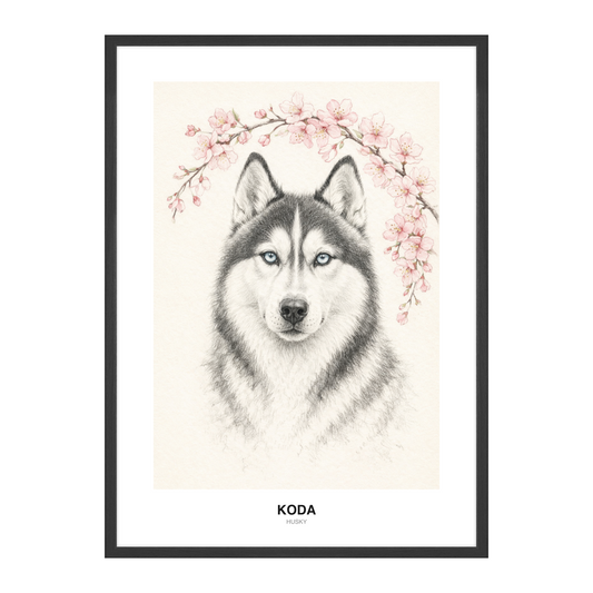 Kirsebærgren Botanisk Blyant Pet Portrait