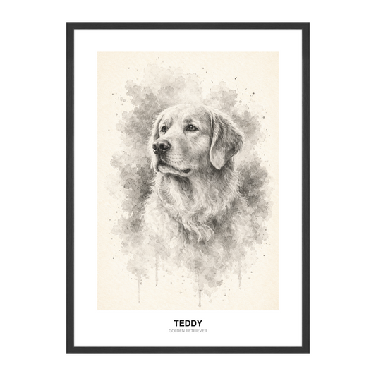 Klassisk Grafitt Blyantskisse Pet Portrait