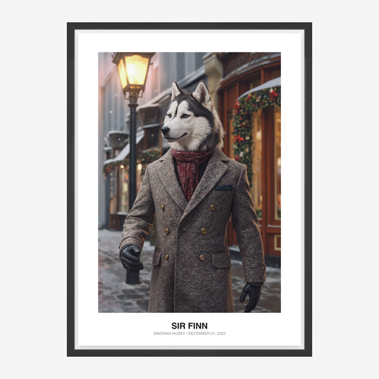 Elegantní Zimní Gentleman Portrét mazlíčka