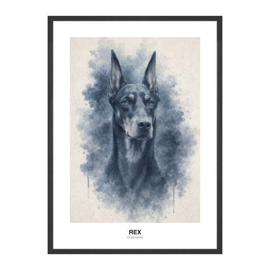 Støvet Blå Pastellkritt Pet Portrait