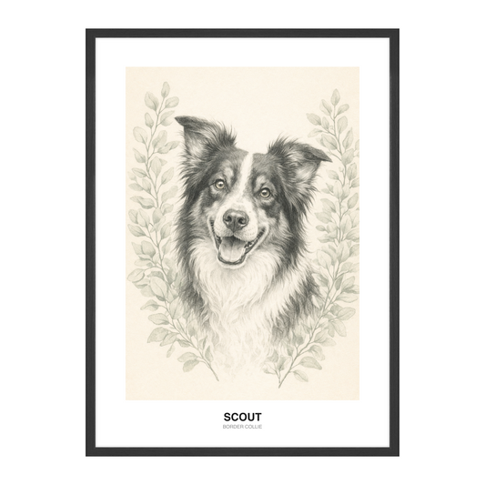 Eukalyptus-Ramme Botanisk Blyant Pet Portrait