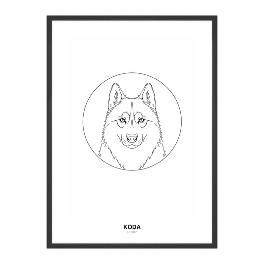 Fin Strek i Sirkelramme Pet Portrait