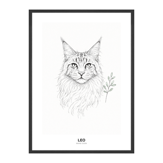 Fin Strek med Botanisk Kvist Pet Portrait