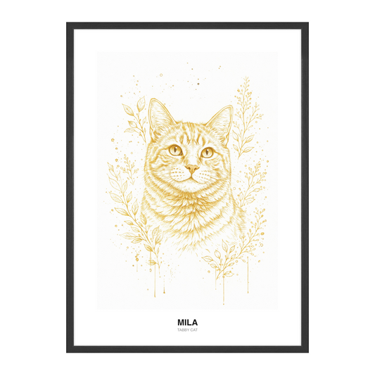 Gold Foil Fine Line Pet Portrait