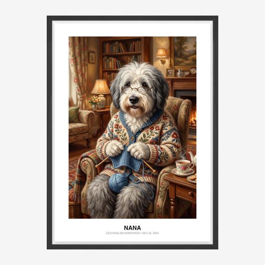 Granny Knitting Pet Portrait