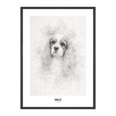 Grey Whispers Sumi-E Pet Portrait