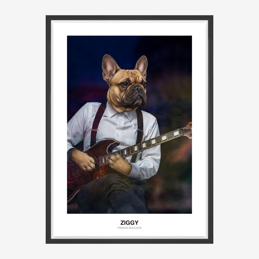 Groovy bluesový kytarista Portrét mazlíčka