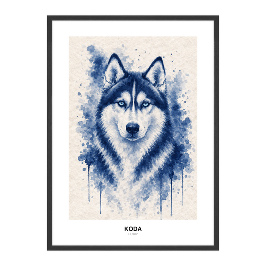 Indigo Wash Sumi-E Pet Portrait