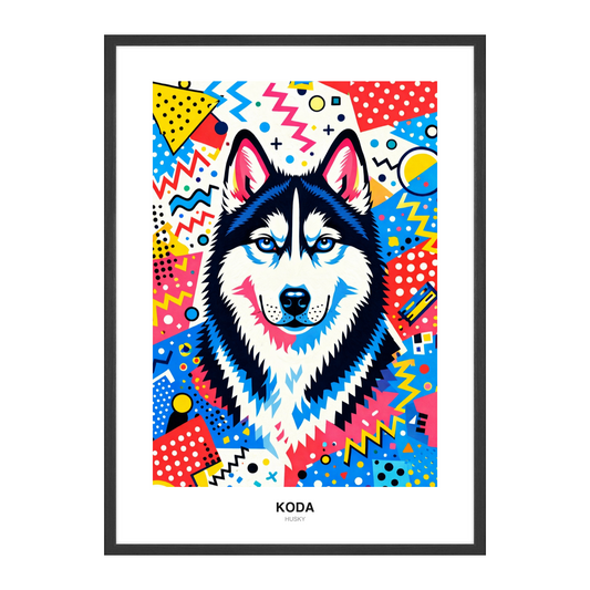 Memphis-Mønster Pop Art Pet Portrait