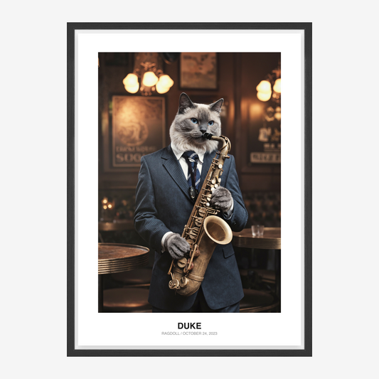 Půlnoční jazzový saxofonista Portrét mazlíčka