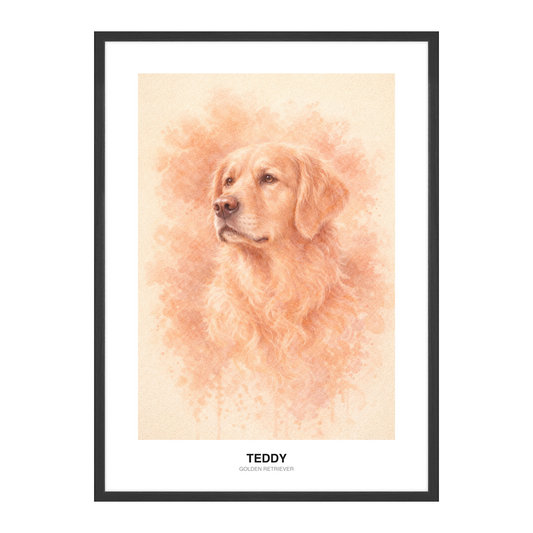 Fersken & Krem Pastellkritt Pet Portrait
