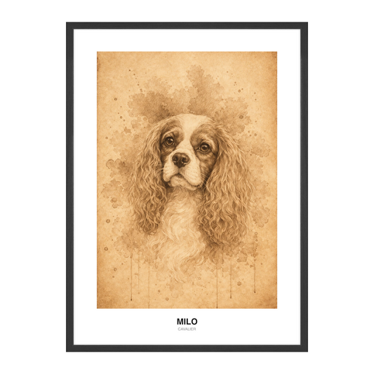 Sepiatone Blyantskisse Pet Portrait