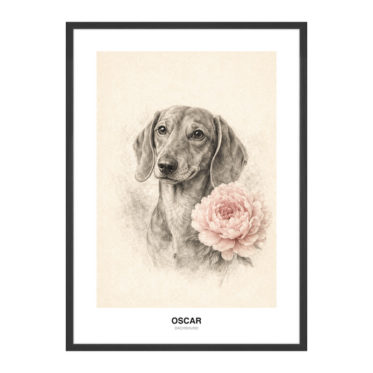 Enkelt Blomst Botanisk Blyant Pet Portrait