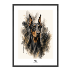 Smoke & Gold Watercolor Pet Portrait