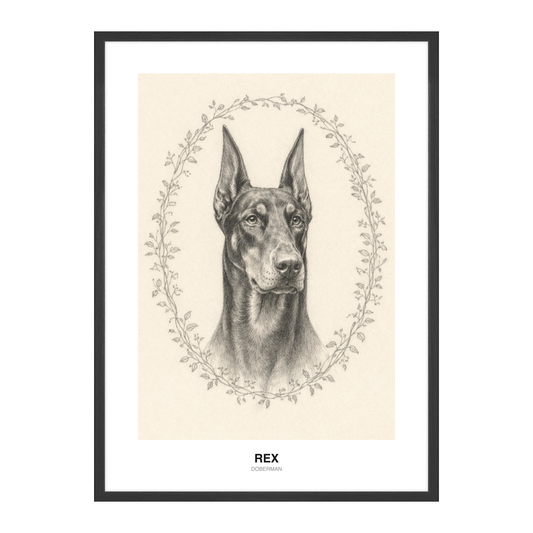 Ranke-Oval Botanisk Blyant Pet Portrait